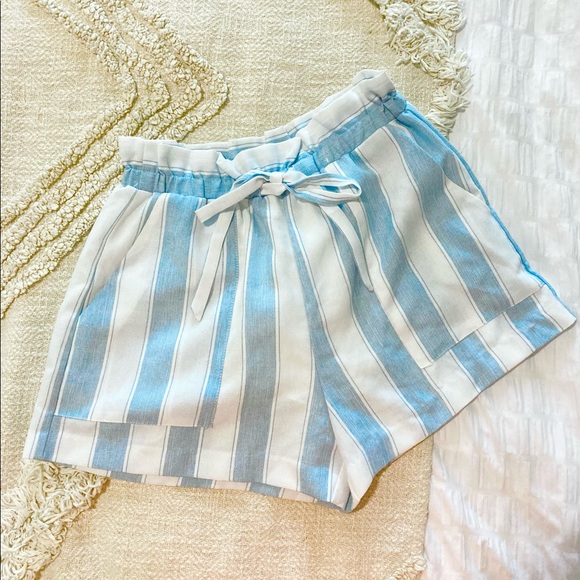Lush | Blue Stripe Paper Bag Shorts 💙 - Picture 1 of 3